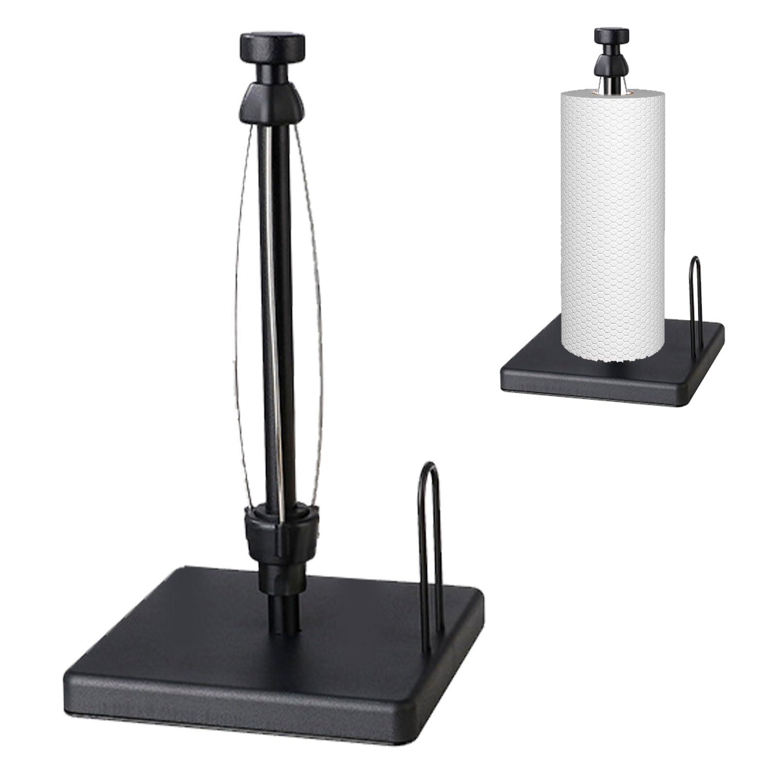 Rustic & Stainless Steel Paper Towel Stand - Rustic Kitchen Towel Holders, Black Square