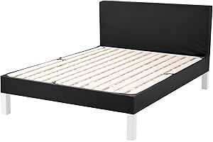 MABOZOO PU Leather Box Spring Cover, Super Stretchy Bed Frame & Headboard Cover, Wrap Around 4 Sides Bed Frame Skirt (King Size, Black)