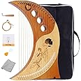 Harp Autoharps Lyre Humanized Design Of The Moon Harps, Traditional Classic Stringed Instruments, With Performance Package, Tuner, Spare Strings (Color : Brown, Size : 19 string)