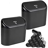 2 Packs Mini Car Trash Can Bin with Lid and 150pcs Trash Bags,Car Trash Can Bin,Car Garbage Trash Can Storage for Front Back 