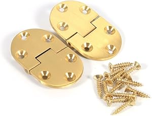 Brass Hinge, 2Pcs Degree Solid Brass Butler Tray Hinges Round Edge Flip Top Hinge with Screws for Butler Table Folding Table Furniture, 2-1/2inchx1-1/2inch Gold