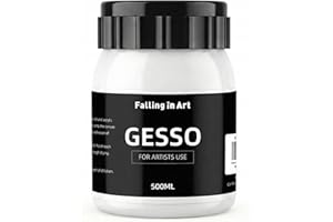Falling in Art 16.9 Oz White Gesso Primer for Acrylic Painting for Oil Paints, Non-Toxic Canvas Surface Prep Medium