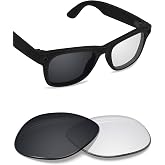BLAZERBUCK Photochromic Anti-salt Replacement Lenses for Ray-Ban Meta Wayfarer RW4008 | RW4012 (Gen 2) 53mm Smart Glasses - Clear to Black Photochromic