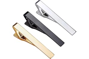 Roctee Tie Clips for Men, 3 Pack Classic Tie Clip Silver Gold Black Necktie Tie Bar Pinch Clips Suitable for Wedding Anniversary Business