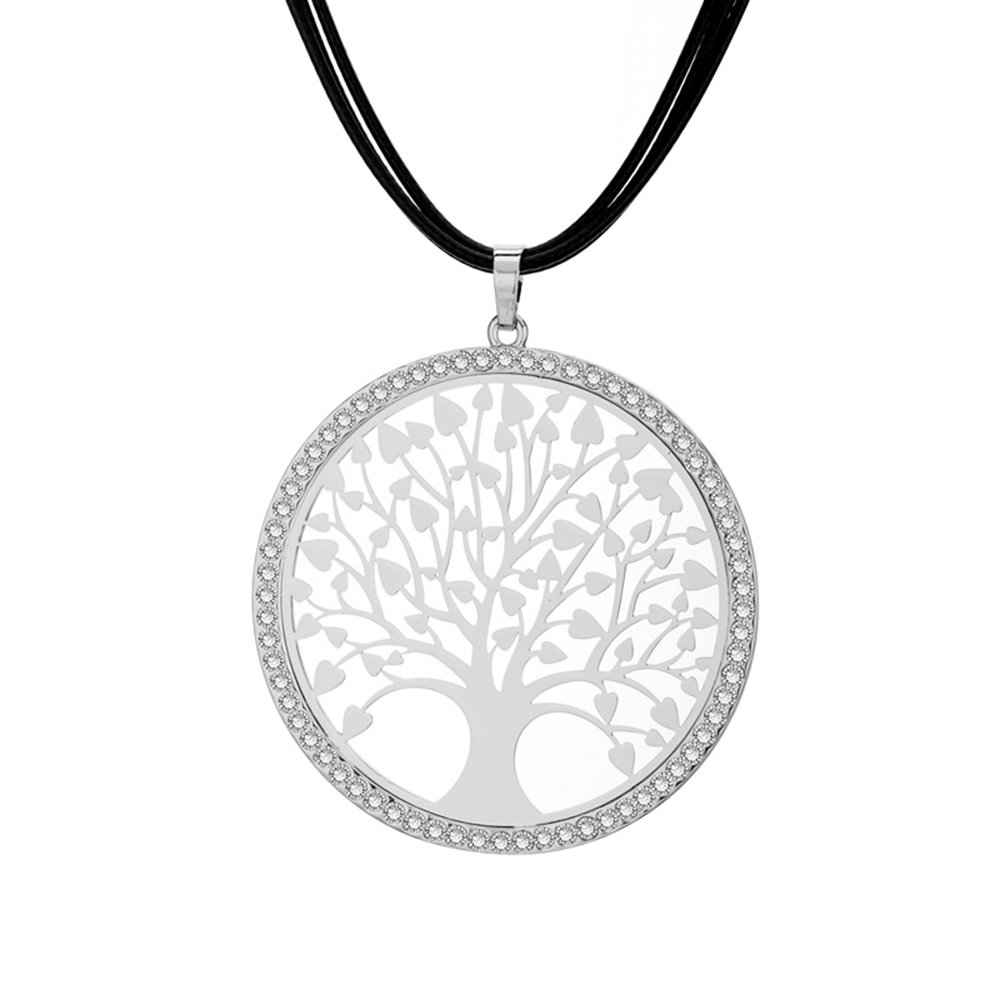 Fashionable Tree of Life Necklace for Women, Long Chain with Shiny CZ Crystal Pendant, Suitable for Girl's Birthday Wedding (Gold-Plated)