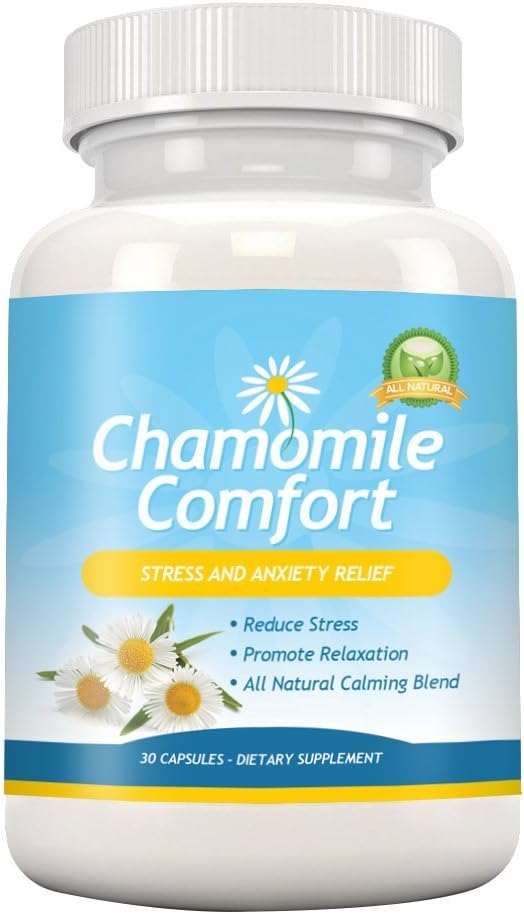Chamomile Comfort - Promotes Fast & Safe Natural Relief from Stress & Anxiety - Chamomile, Lemon Balm, L-Theanine, Valerian (30 CT)