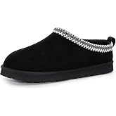 FITORY Mens Slippers Genuine Leather Winter Comfy Memory Foam Suede Shoes | Warm Fleece-Lined, Indoor and Outdoor, Fuzzy House Slipper, Comfortable, Slip on