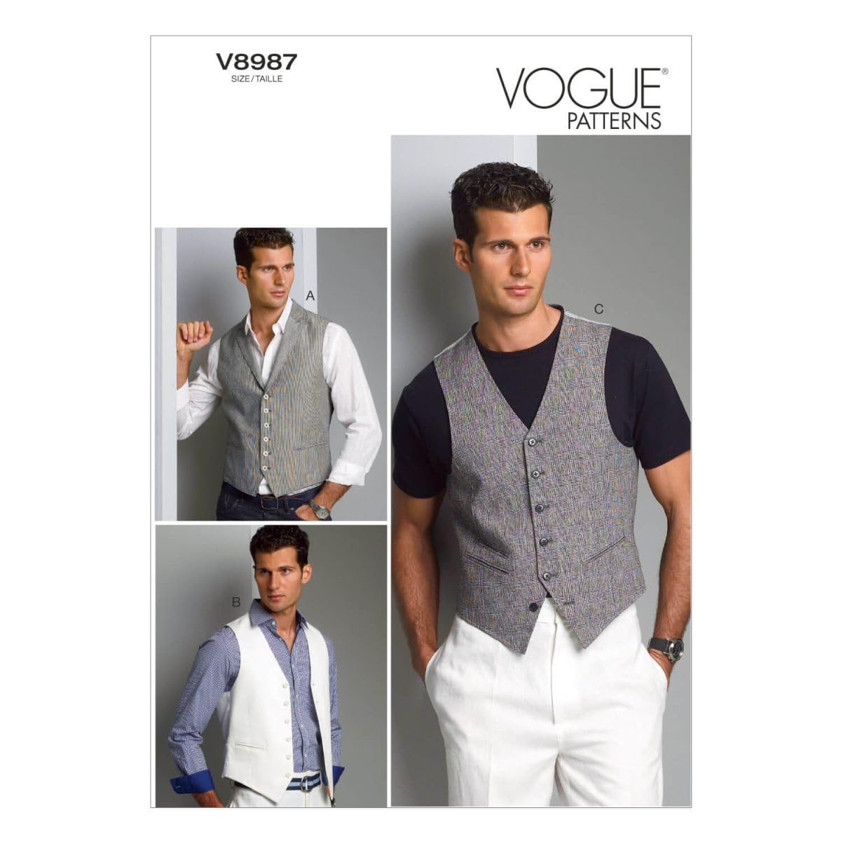Vogue Patterns V8987 MXX 40/42/ 44/46 Mens Vest, Multi-Color