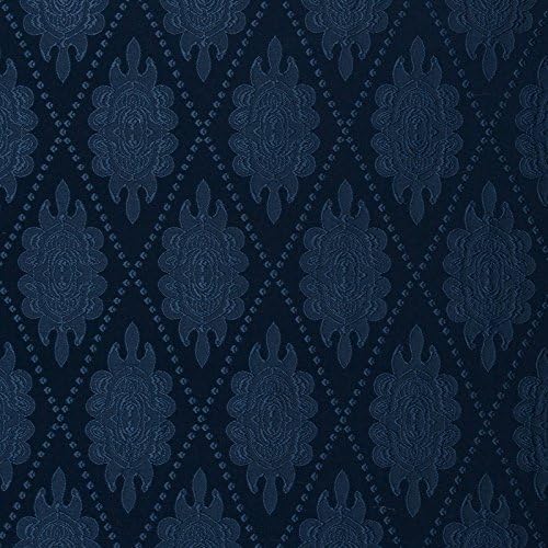Ocean Blue Damask Jacquard Upholstery Fabric by the yard