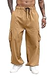 YawYews Men's Cargo Pants Elastic Waist Flap