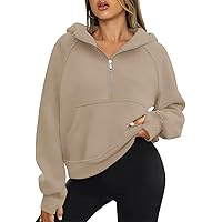 ATHMILE Womens Hoodies Long Sleeve Fleece Quarter Zip Pullover Workout Oversized Sweatshirt Fall Winter Crop Jacket Tops 2025