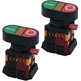 Antrader AC 600V ON/Off Momentary Push Button Switches with Indicator Light | 10A APBB-22&amp;25N Pack of 2 Control Switches,START STOP Dual Button,Clear Signal, Stable Conductivity
