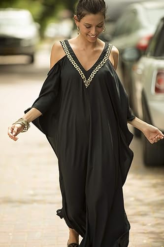 black and gold kaftan dress