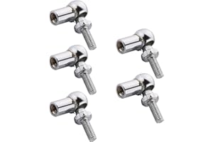 Heyiarbeit 5Pcs Rod End Ball Bearing with Stud, M6 Female Thread 6mm Round Handle Dia A3 Steel Silver Tone