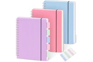 MSTONAL 3 Pack Small Notebook, A6 Spiral Notebooks College Ruled 4.3" x 5.7", 100GSM 7mm College Ruled, 80 Sheets/160 Pages, Small Ruled Notebooks for School, Office, Sketch