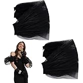NBEADS 2 Pcs Detachable Sleeves for Wedding, Tulle Sleeve Nylon Bridal Tulle Shawl Removable Sleeves, 7.5x16x0.3 Inch