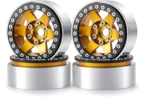 RCLIONS 4pcs Aluminum Alloy 1.9" Beadlock Wheels Rims for 1/10th RC Crawler Car Axial SCX10, SCX10 II, TRX4 (Gold)