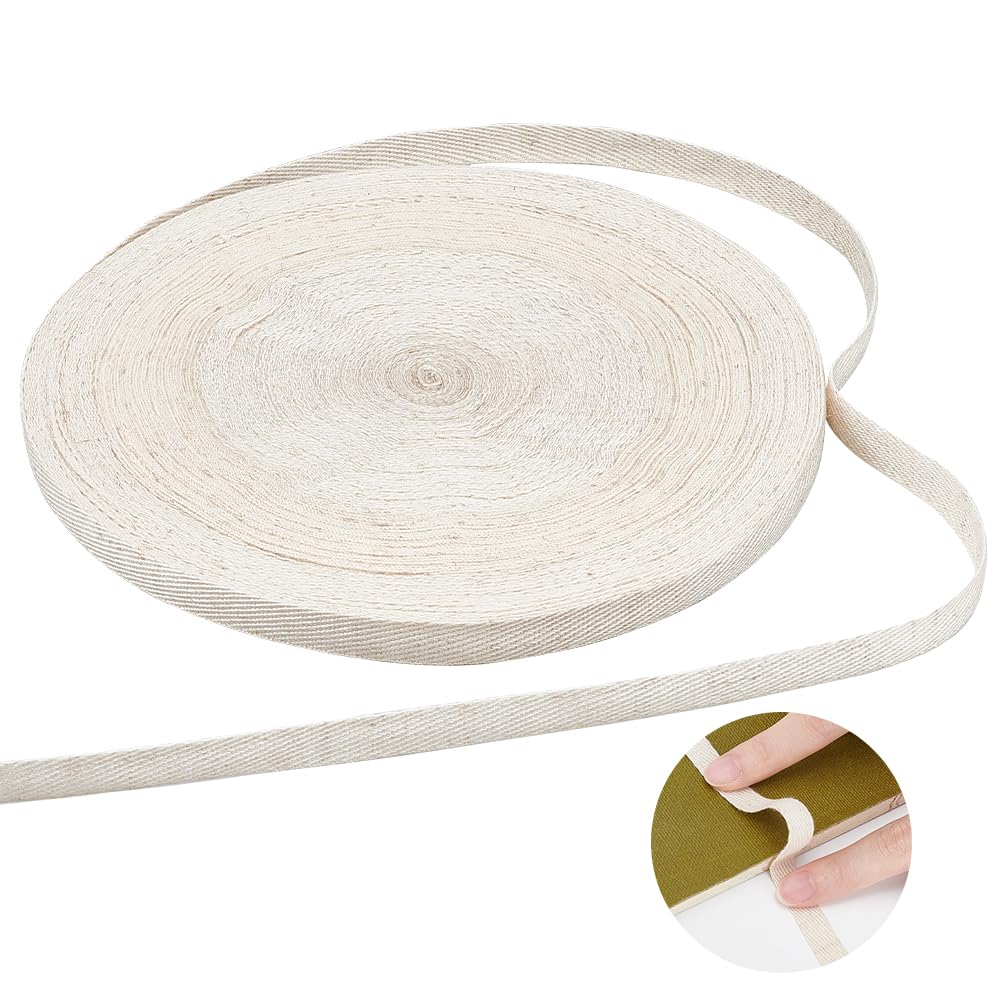 BENECREAT 10m Linen Binding Book Tape, 10mm Wide Floral White Bookbinding Repair Archival Tape Cloth Supplies for Bookbinding Book Arts Sewing DIY Craft