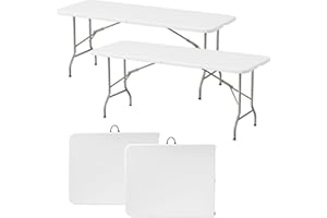 Elevon Folding Table, 6 Feet Heavy Duty Fold-in-Half Utility Table Indoor Outdoor for Camping, Picnic, Party