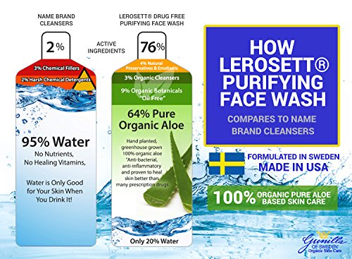 LEROSETT Purifying (ClearSkin) Face Wash 6.7 oz-Based on Nutrient Rich Organic Aloe