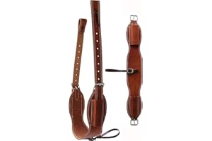 WEMBILS Western Leather Cinch Billets and Back Girth Strap Adjustable Saddle Flank Cinch with Stainless Steel Buckle Durable 