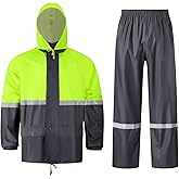 Crivce Men's Lightweight Waterproof Rain Suit,2-Piece Jacket and Pants for Cycling Hiking Golf Rain Gear