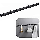 Spotact Wall Mounted Coat Racks with 7 Hooks Hanging Holder Towel Rack 25.7"x1.3" Modern Black Hanging for Clothes Entryway Bathroom (7 Hooks)