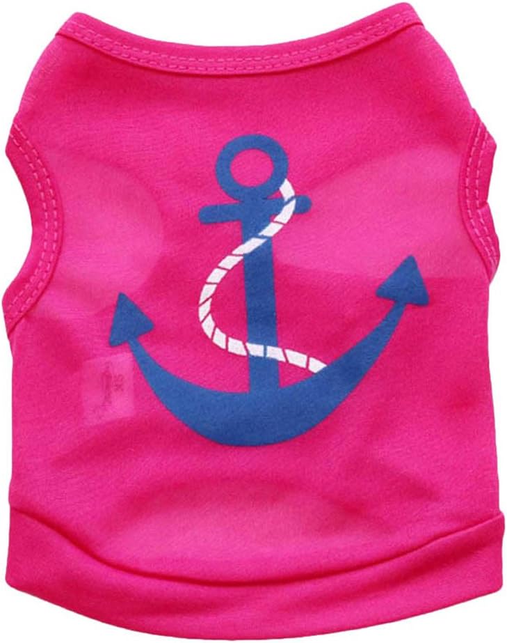 Fashion Pet Dog Clothes Apparel Cute Blue Anchor Design T Shirt (M, Rose)