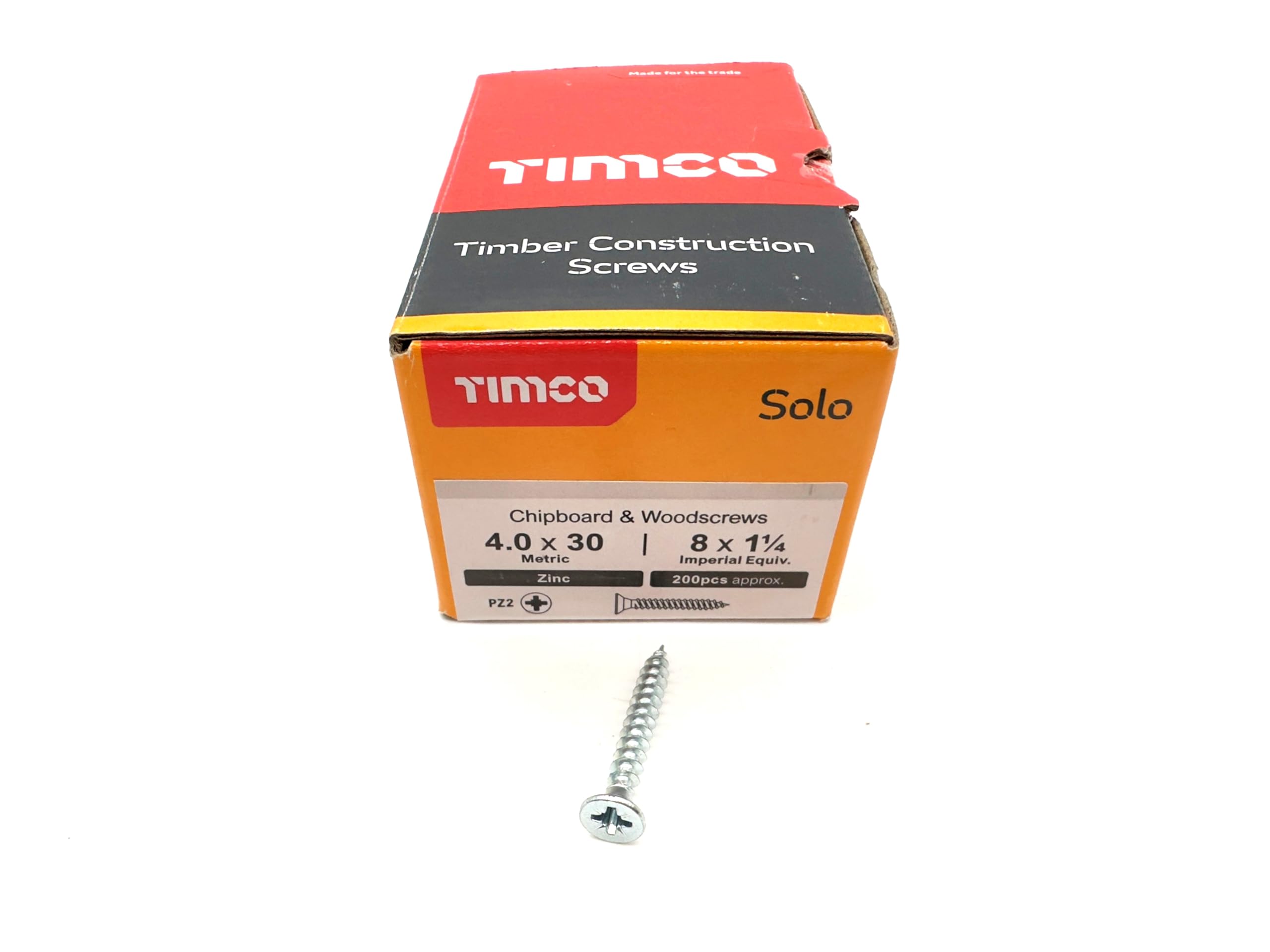 200 Pcs Silver Wood Screws Double Countersunk General Purpose (4mm x 30mm)