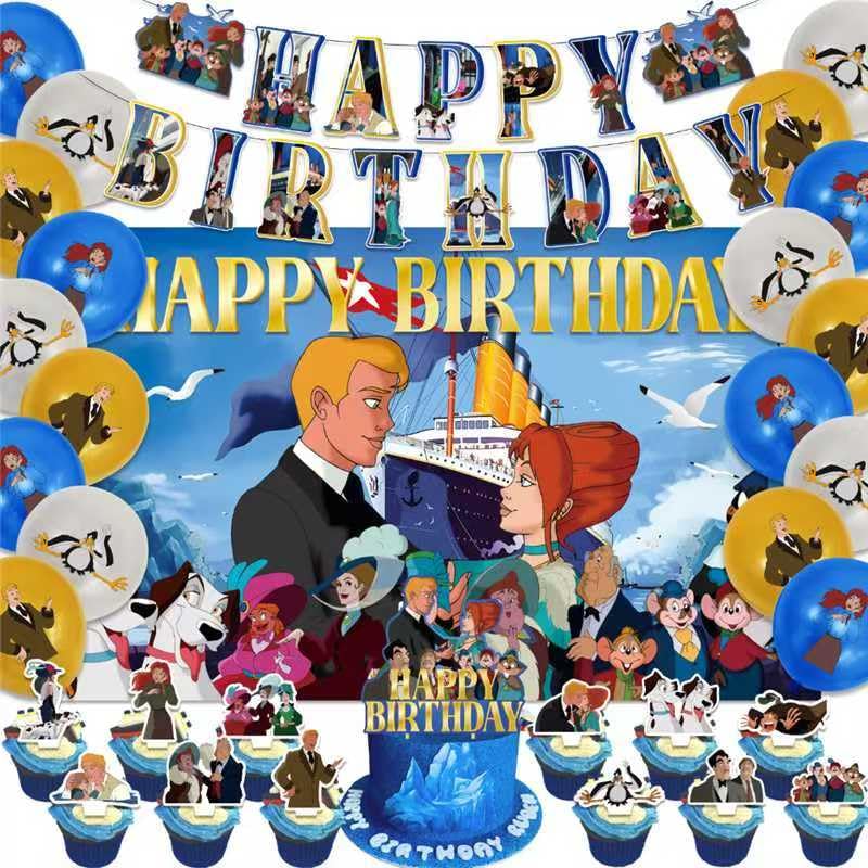 Photo 1 of 42Pack Titanic Party Supplies Pack Includes?Banner?Cake Topper?Blackdrop,Balloons for Titanic party Decoration plates