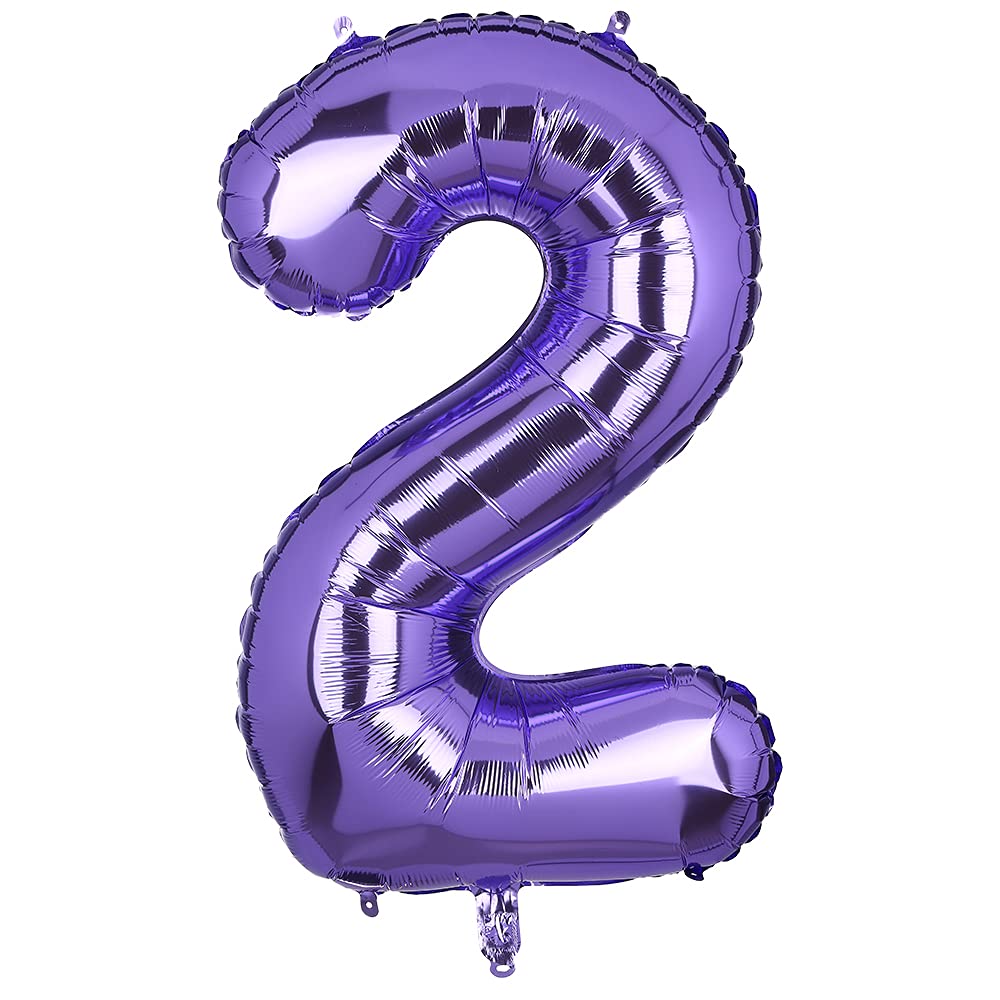 100 cm Large Purple Number 2 Foil Balloon Foil Mylar Giant Girl Helium Balloons Birthday Party Decoration Supplies Baby
