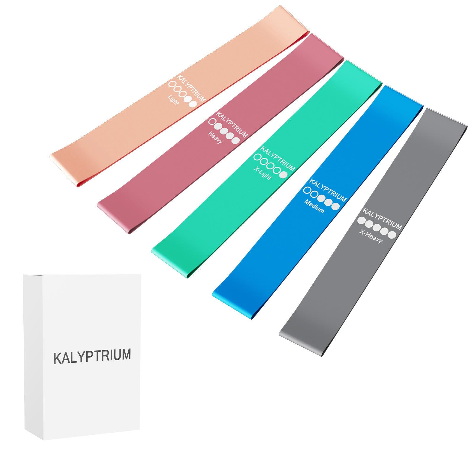 Photo 1 of KALYPTRIUM Resistance Bands Set – 5-Level Exercise Bands for Physical Therapy/Yoga/Pilates/Strength Training/Home Fitness Loop Bands with Portable Storage Bag