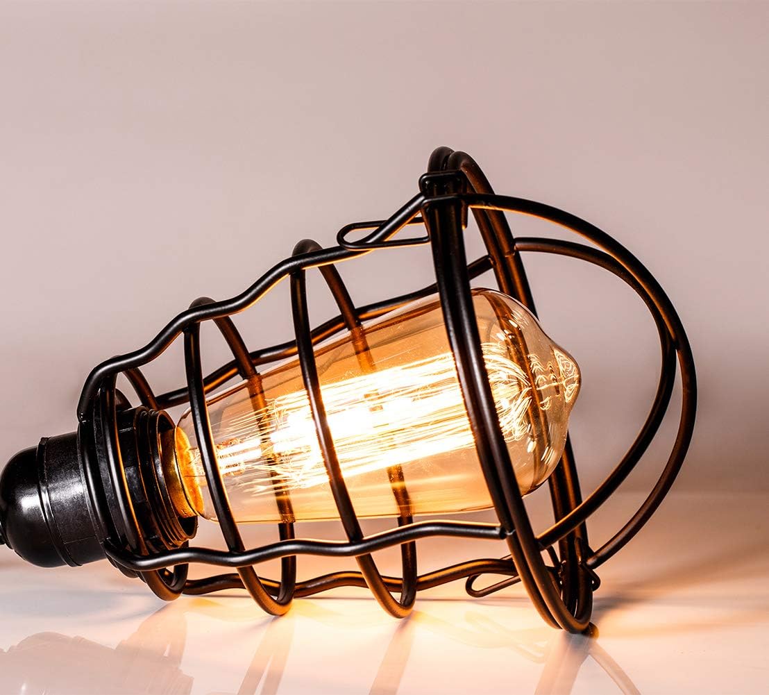 Industrial Plug in Wall Light E26 Base Edison Wire Cage Style Vintage Wall Lights with 5.9Ft Adjustable Plug in Cord Rustic Wall Sconce Fixture for Headboard Bedroom Porch Bathroom 2 Pack - - 