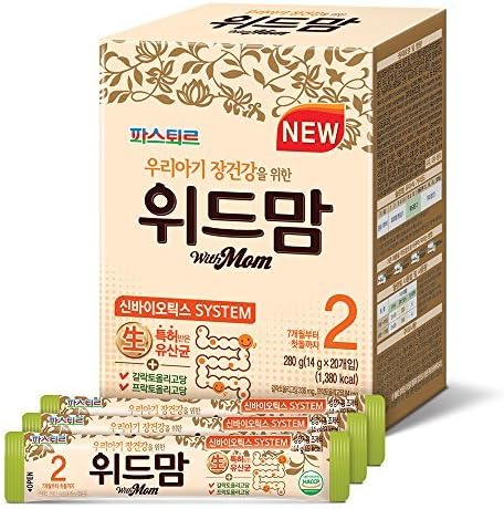 Pasteur Low Heat With Mom Stage 2 (7 - 12 month) Organic Potable Milk Powder Baby Formula Stick Type 280g (14g x 20 ea) Non-GMO Baby Formula Mixer