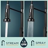 FORIOUS Black Kitchen Tap Spring Kitchen Sink Mixer 360 Swivel 2 Modes view 3