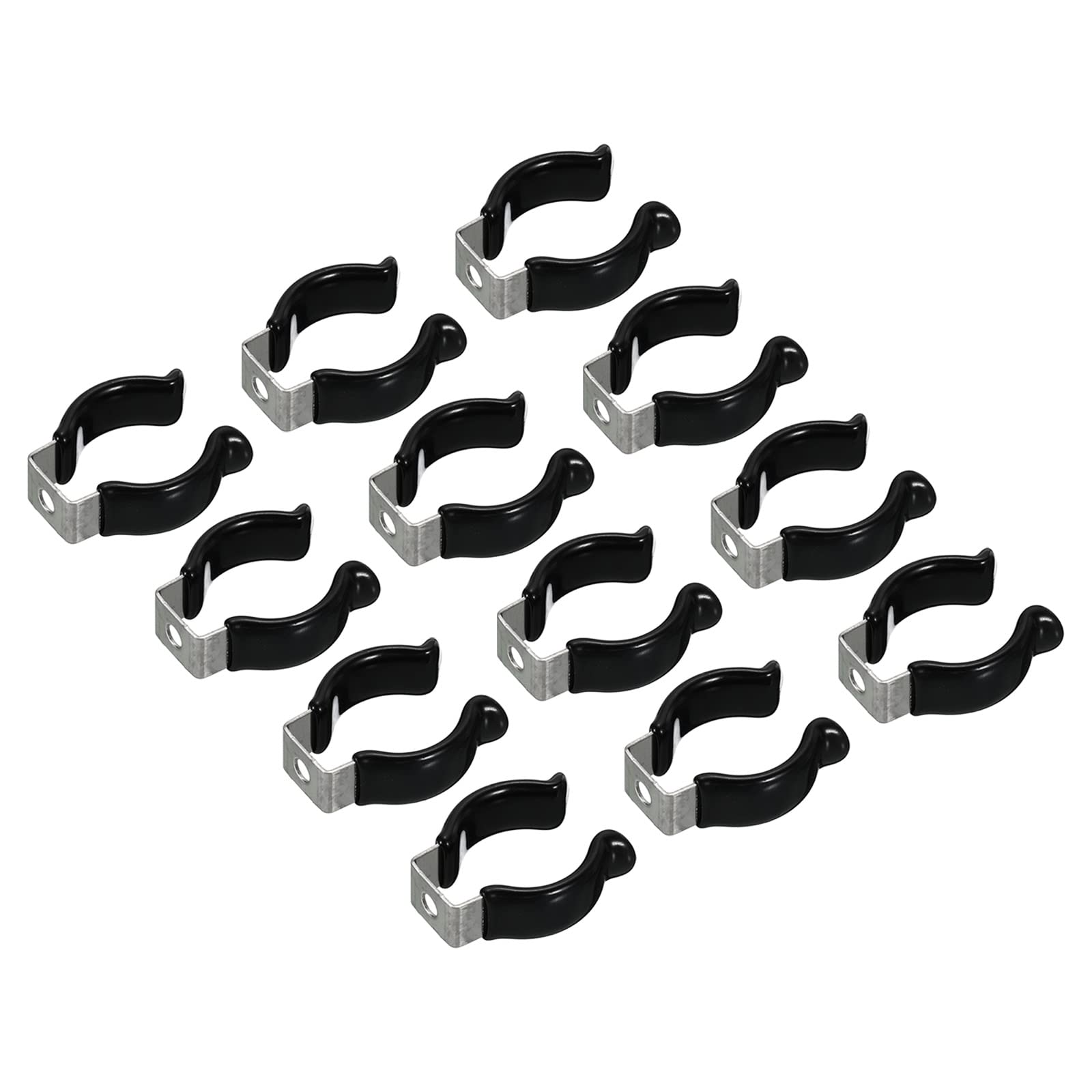 Photo 1 of MECCANIXITY T8 U Clips Holder Bracket for LED Light Bulb Mounting Bracket Support Stainless Steel Fluorescent Tube Holder Pipe Clamps Spring Holder Tool Clips, Black Pack of 12