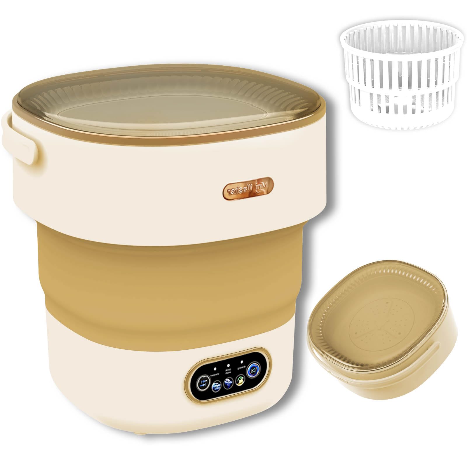 Photo 1 of Mini Washing Machine, 18L Large Capacity, Portable Foldable Washer with Spin Dryer, Small Collapsible Compact Washer for Travel, Apartment, Dorm, Camping, RV, Underwears, Socks, Baby Clothes, Khaki