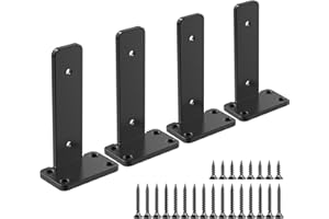 SANBEETO Floating Shelf Brackets upgraded, 6 inch, Black Heavy Duty Iron Shelf Brackets, Industrial Modern Floating Shelf Support for Wall Mount Shelves,Wide Brackets ,4 Pack, Support DIY(5mm Thickening Type).