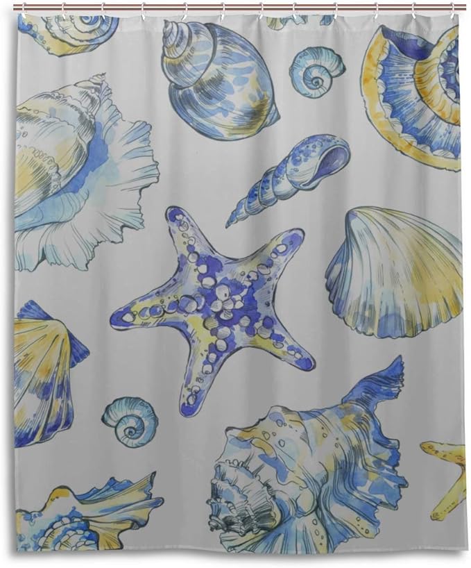 WSNWCY Hermosa y Brillante Concha Marina Cortinas Cenefa de Ventana