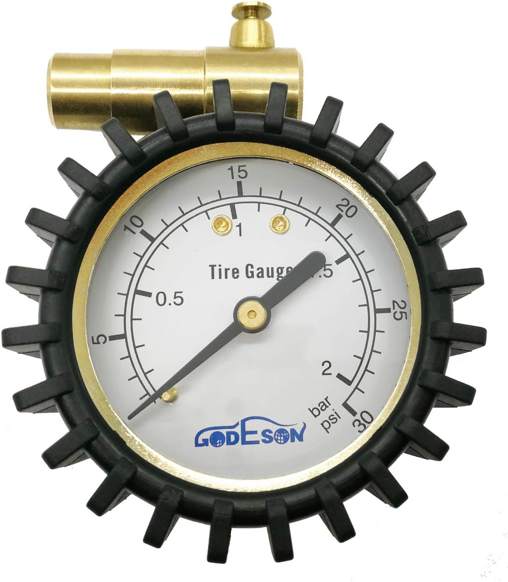 GODESON Presta Valve Pressure Gauge with Air Pressure Relief for Mountain Bicycle Fat Tires,Low Pressure Range to 30 PSI/2BAR