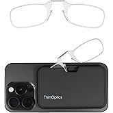 ThinOptics unisex-adult Reading Glasses + Black Universal Pod Case | Clear Frames, 1.50 Strength Readers Clear Frames / Black Case, 44 mm