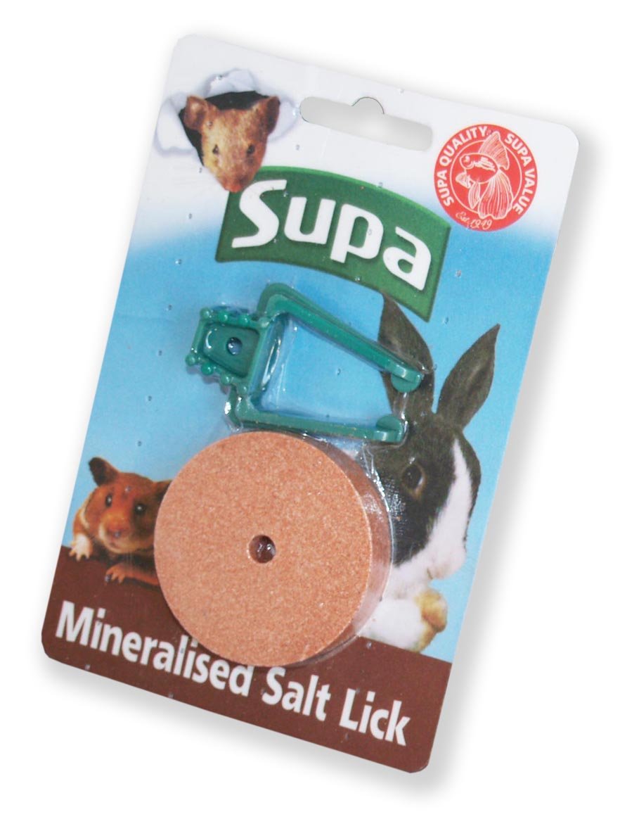 Supa Small Animal Mineral Salt Lick With Holder, Pack of 6, Provides A Ready Source of Salt & Several Added Minerals for Small Animal - Rabbits, Gerbils, Hamsters etc