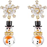 Christmas Earrings for Women Dainty Snowmen Drop Dangle Earring Crystal Snowman Xmas Earrings Holiday Jewelry