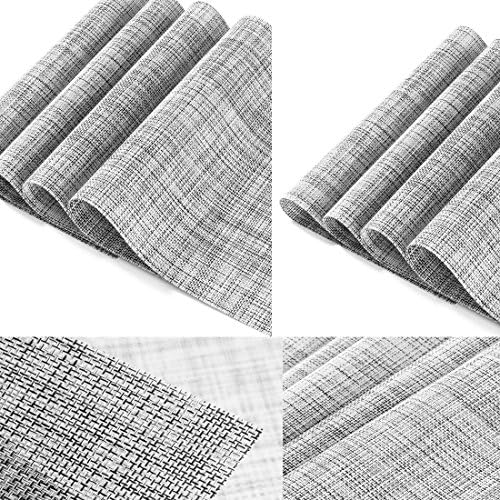 6Pcs Placemats,Muyee Table Mats New PVC Insulation Non-slip Insulation Washable Placemats (Gray)