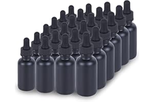 YONKAN 2 oz Dropper Bottle 24 Pack Black Glass Boston Bottles 60ml with Eye Droppers Black Caps for Essential Oils, Perfume, Leak Proof Travel Bottles for Liquids