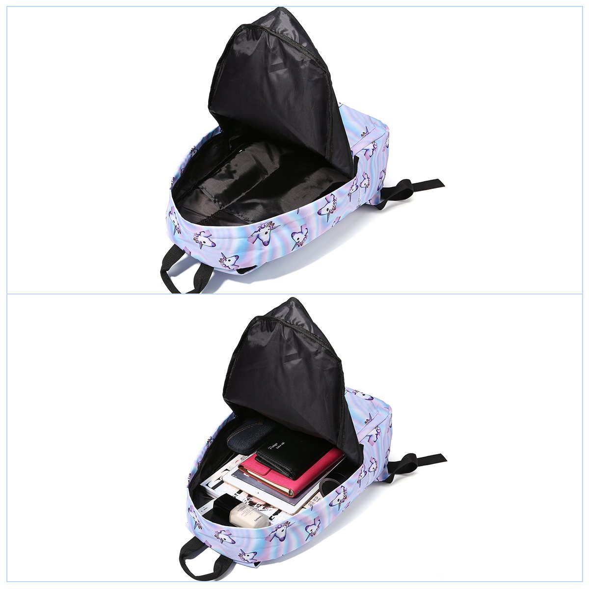 Tezoo Casual Schulrucksäcke Rucksack Damen Einhorn Rucksäcke Schule Daypacks Kinderrucksack für 14 Zoll Laptop College Backpack für Kinder Jungen Studenten Blau