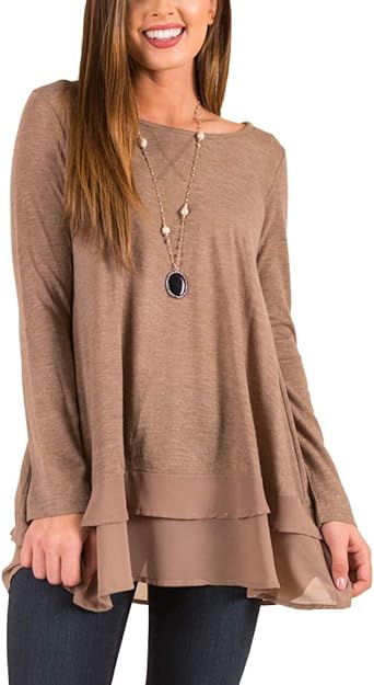 long chiffon tunic tops