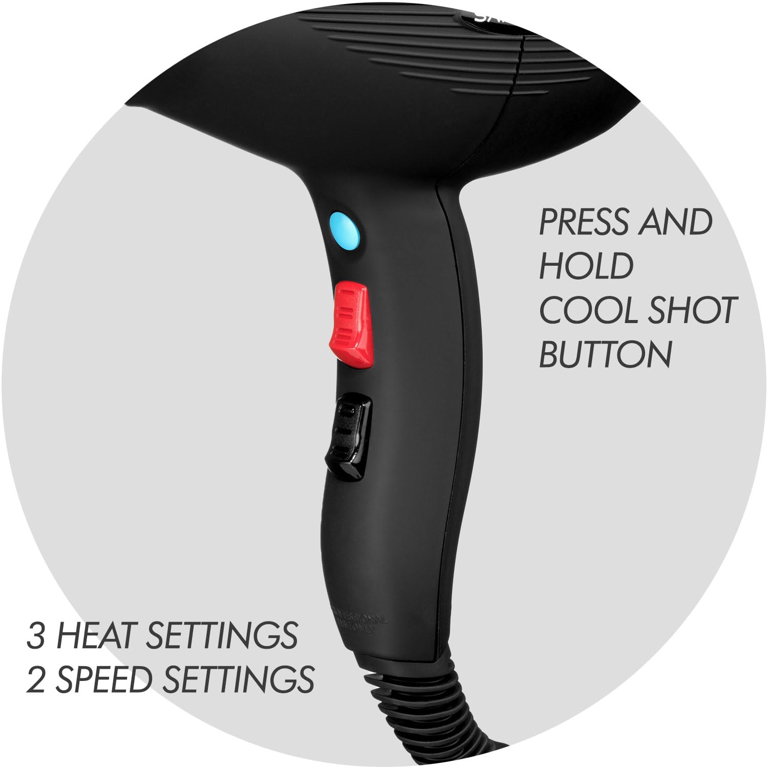 Sam Villa Lightweight & Quiet Ionic Professional Hair Dryer With Variable Speed & Temperature