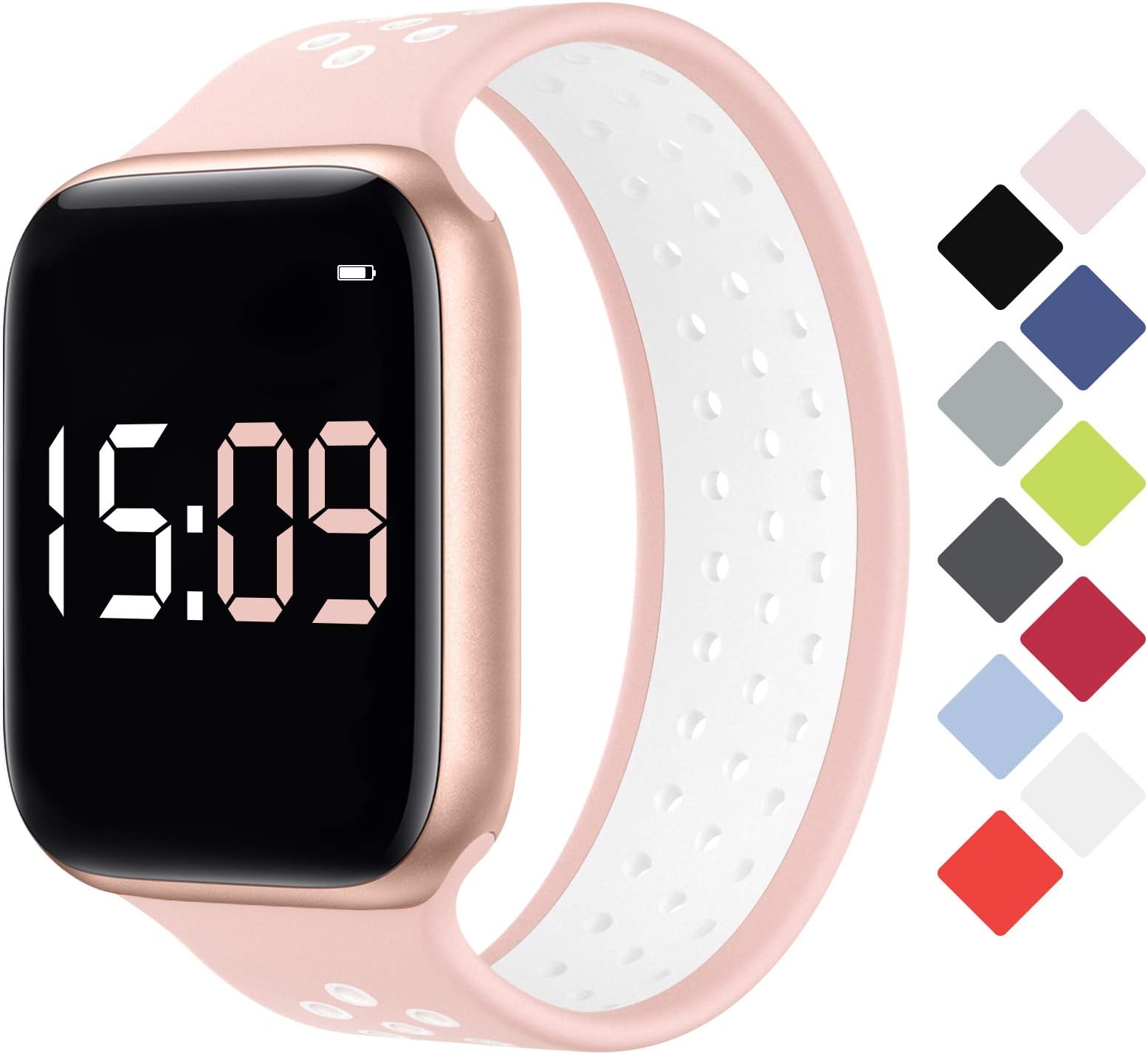 SAMYERLEN Solo Loop Watch Band Compatible with Apple Watch 38mm 40mm 42mm 44mm, Solo Loop Breathable Apple Watch Bands for Women Men, Replacement Wristband for iWatch Series 1/2/3/4/5/6/SE (P+W-42S)