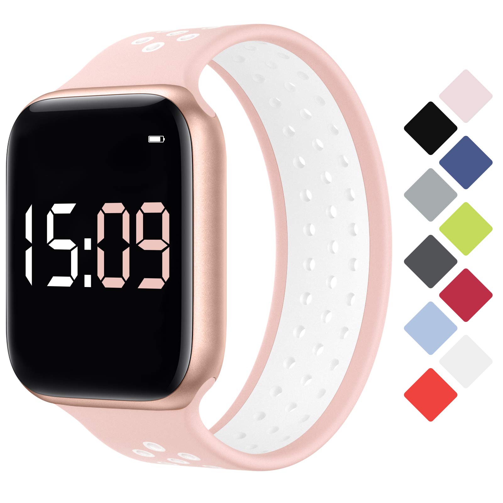 SAMYERLEN Solo Loop Watch Band Compatible with Apple Watch 38mm 40mm 42mm 44mm, Solo Loop Breathable Apple Watch Bands for Women Men, Replacement Wristband for iWatch Series 1/2/3/4/5/6/SE (P+W-42S)